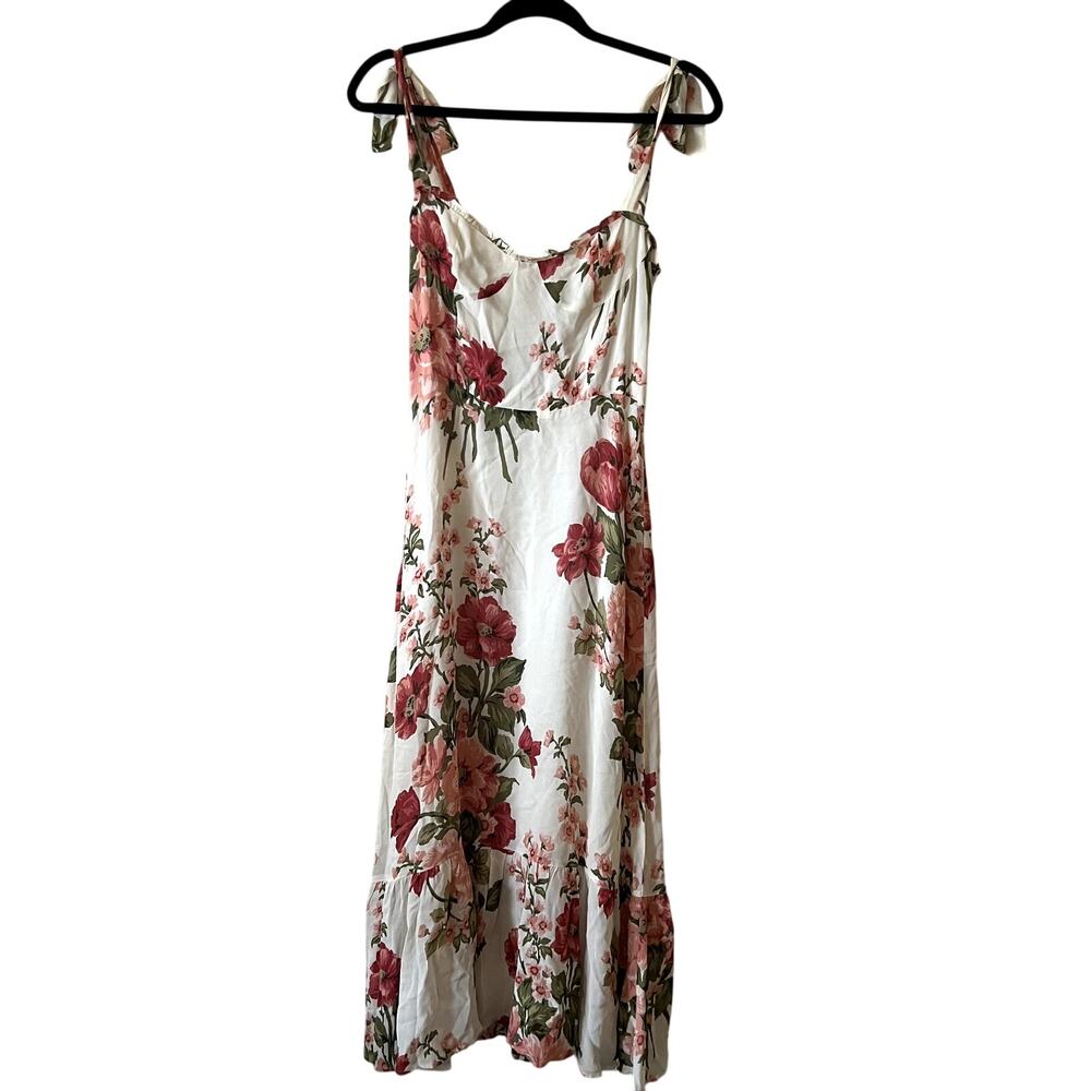 Reformation Nikita Floral Midi Dress white pink size 8 D1 - Picture 2 of 5